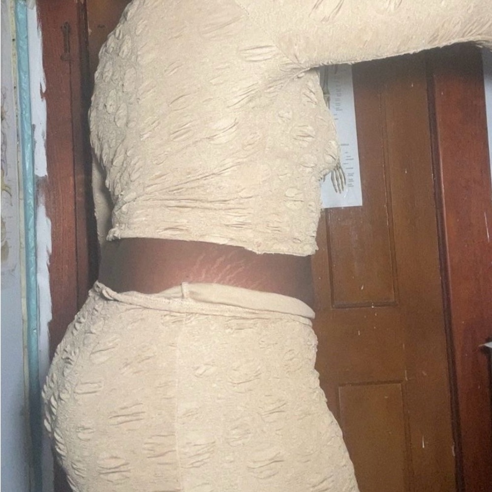 Textured Cream Two-Piece Set